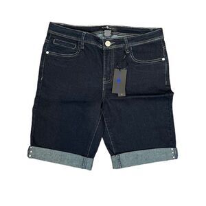 NWT Blue Identity Denim Jean Shorts Dark Wash Bling Hem and Pockets size 8‎